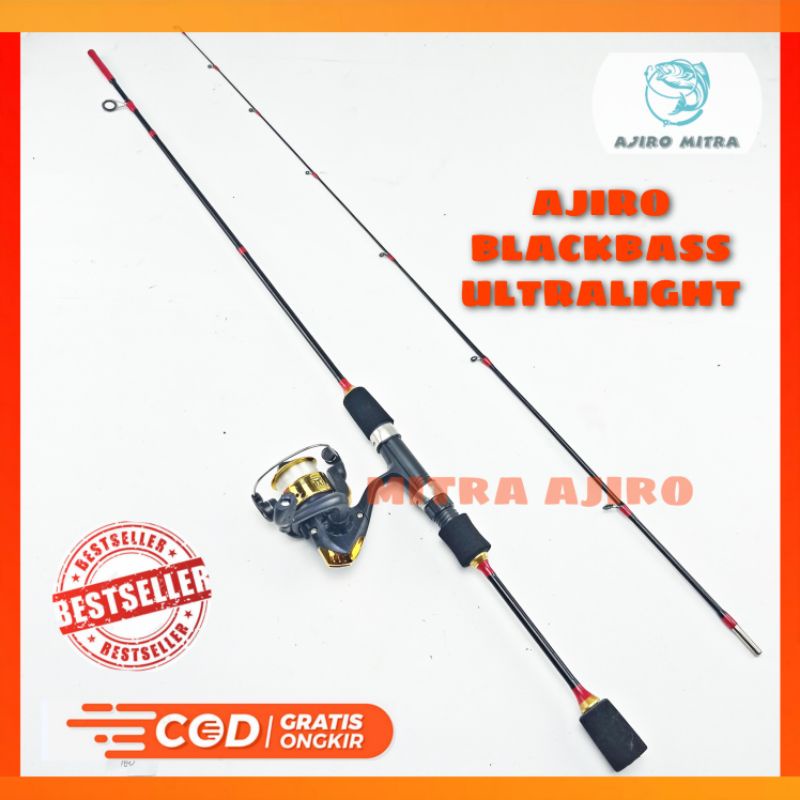 Satu Set Joran Pancing UL Ultralight lentur fiber solid kuat murah ajiro Blackbass 150 165 180 198cm