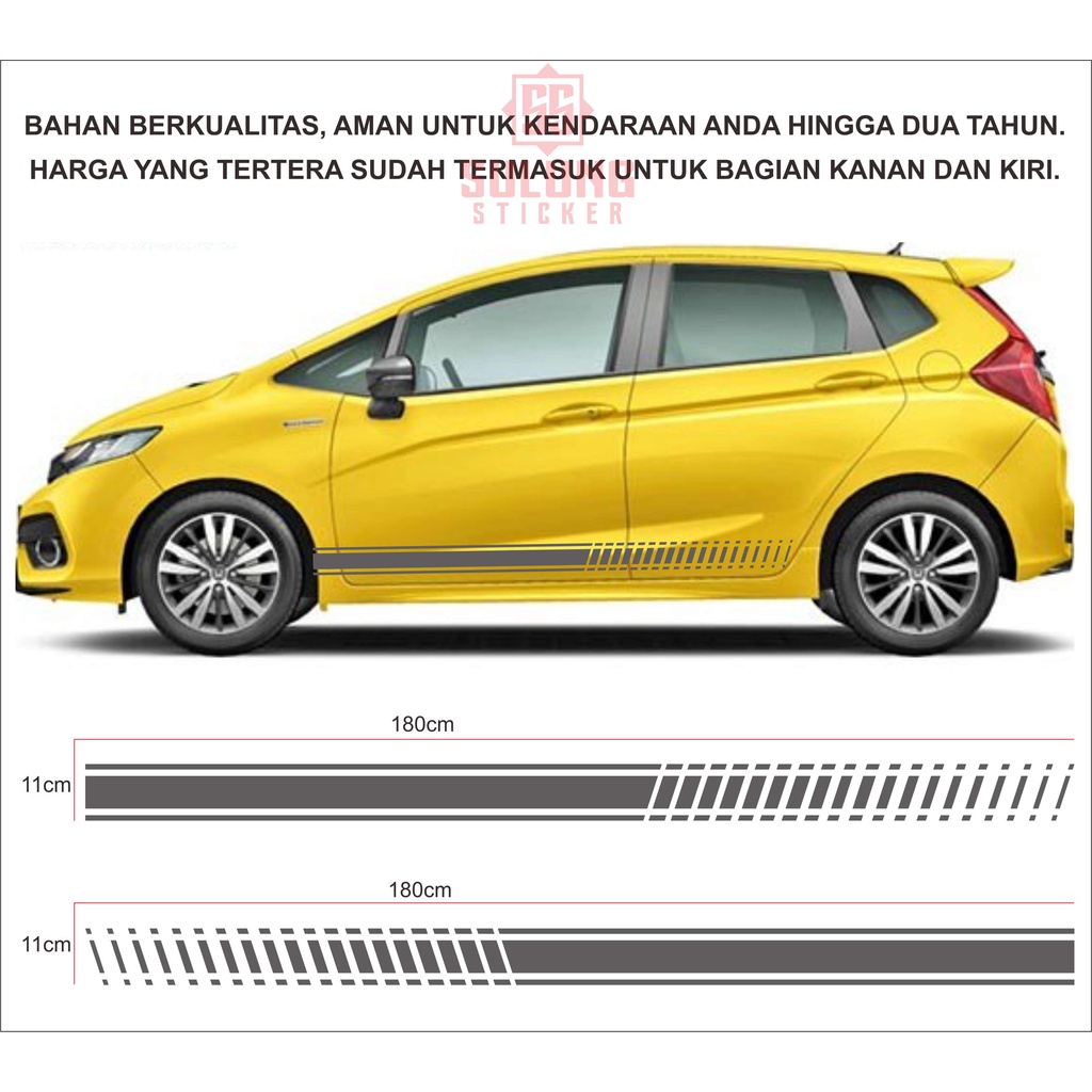 Stiker Mobil Jazz Agya Ayla Brio Simple Keren Variasi Cutting Sticker Samping Bawah Pintu