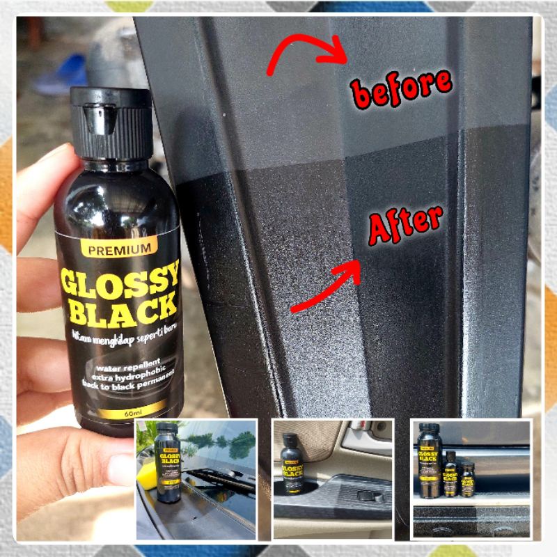 Glossy Black Premium 60ml Penghitam Motor/Mobil, Trim Restorer, Dasboard, Glossy Black Magic Premium Penghitam Body Motor/Mobil