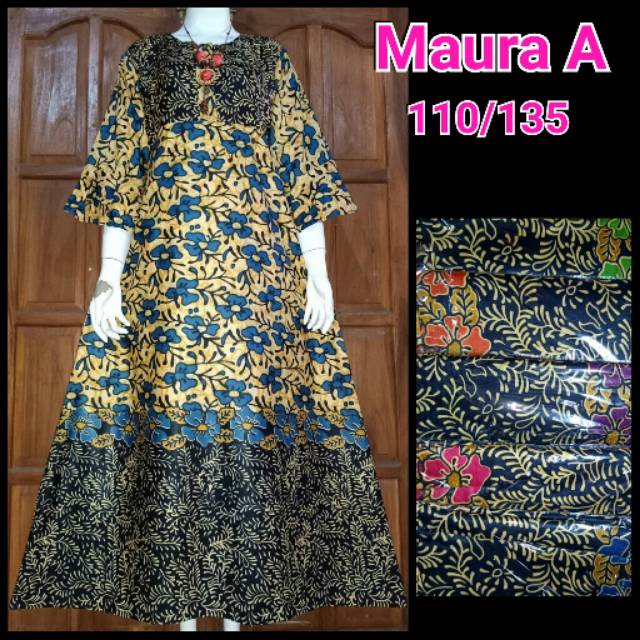 MAURA - motif batik keren daster kekinian lengan panjang kerut 7/8 murah adem payung