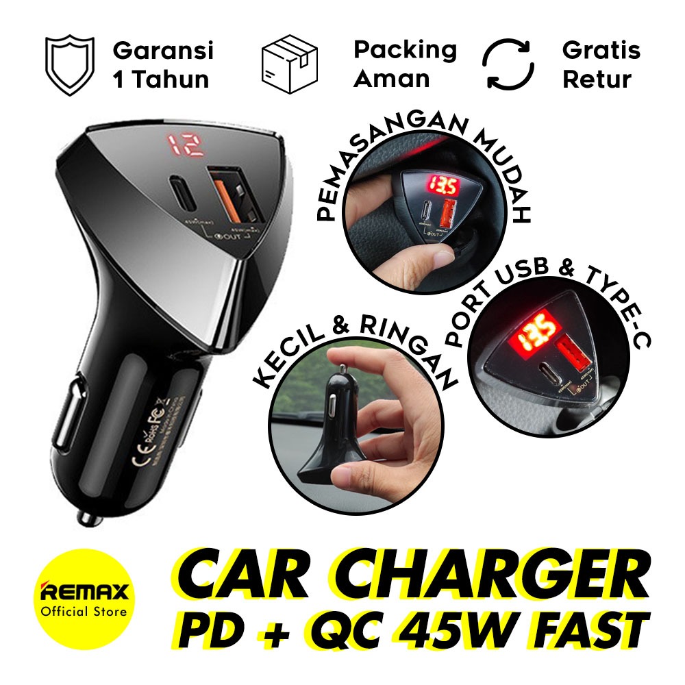 REMAX Alien II Car Charger PD 45W &amp; QC 3.0 LED Indicator RCC-232