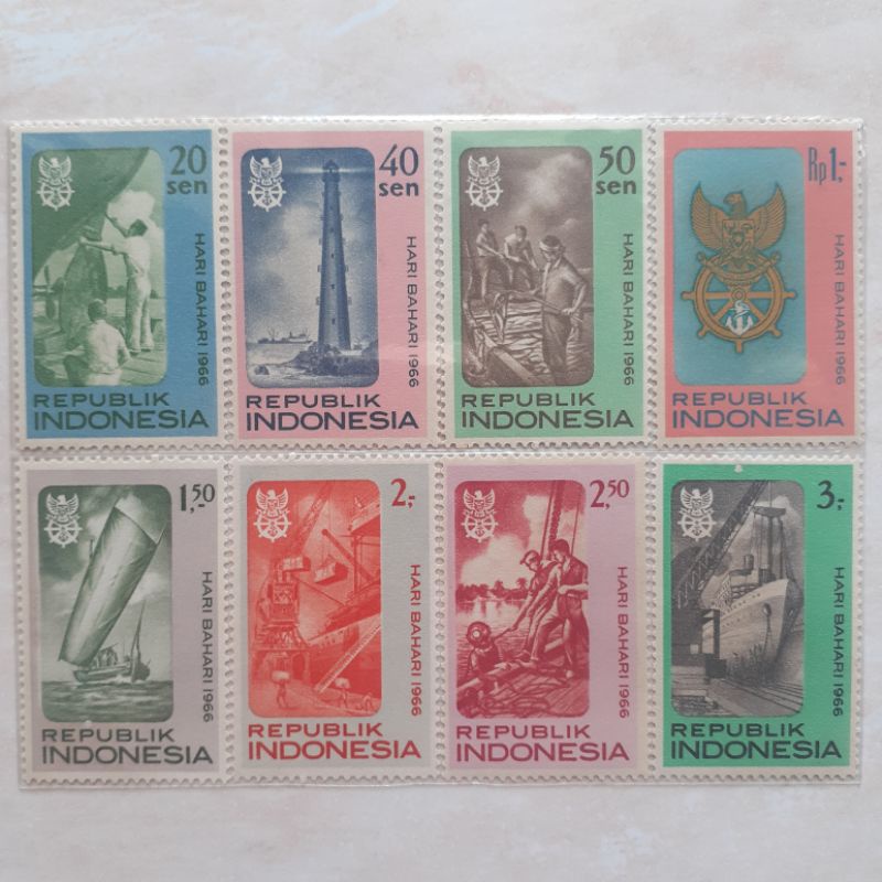 

(A) Perangko Indonesia Hari Bahari Tahun 1966 set lengkap - 8pcs