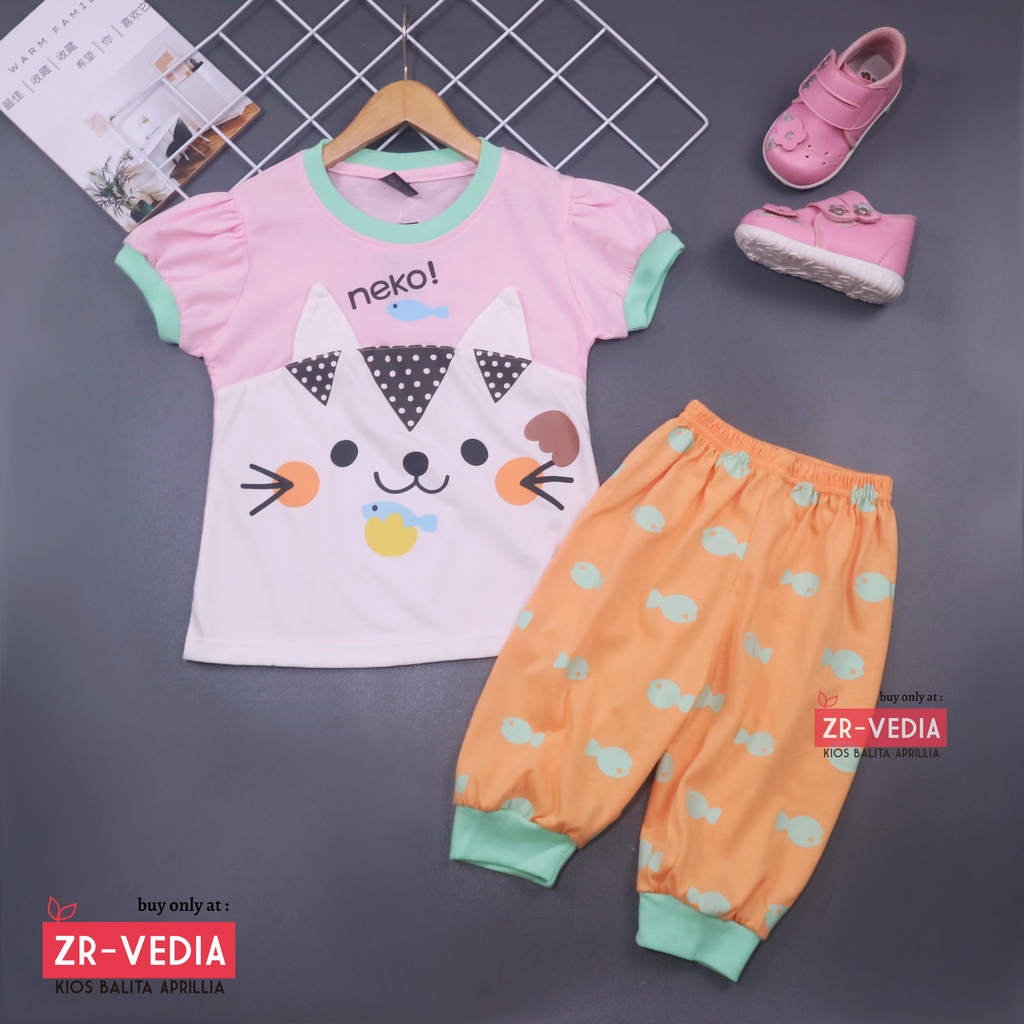 Setelan Momo Kids Size 4-6 Tahun / EXPORT Quality Baju Karakter Kaos Lengan Pendek Celana Pendek