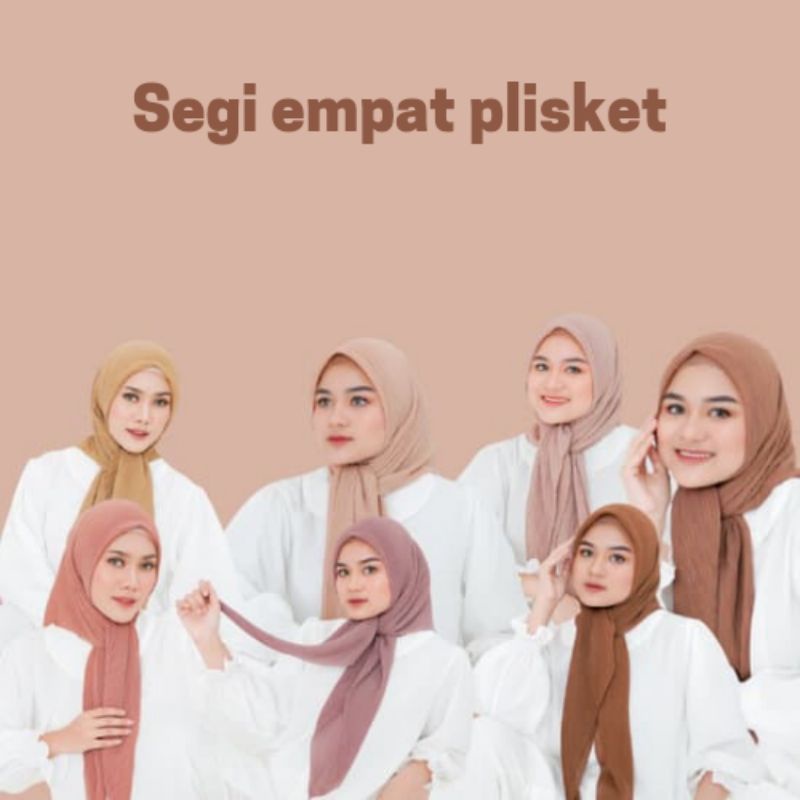 Square plisket/segi empat plisket/kerudung plisket