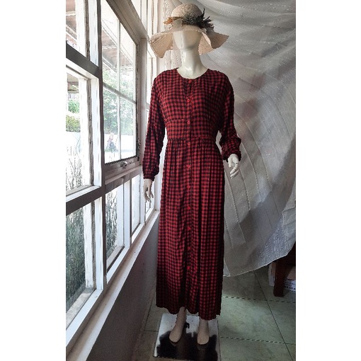 Gamis Lesti Kotak Felior bahan Rayon Viscose Adem