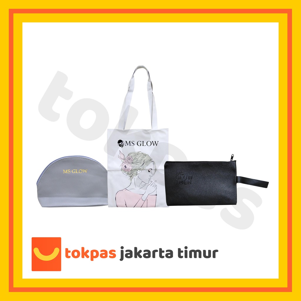 Pouch / Tote Bag MS Glow / Tas Tempat Skincare Make Up Kosmetik MS Glow