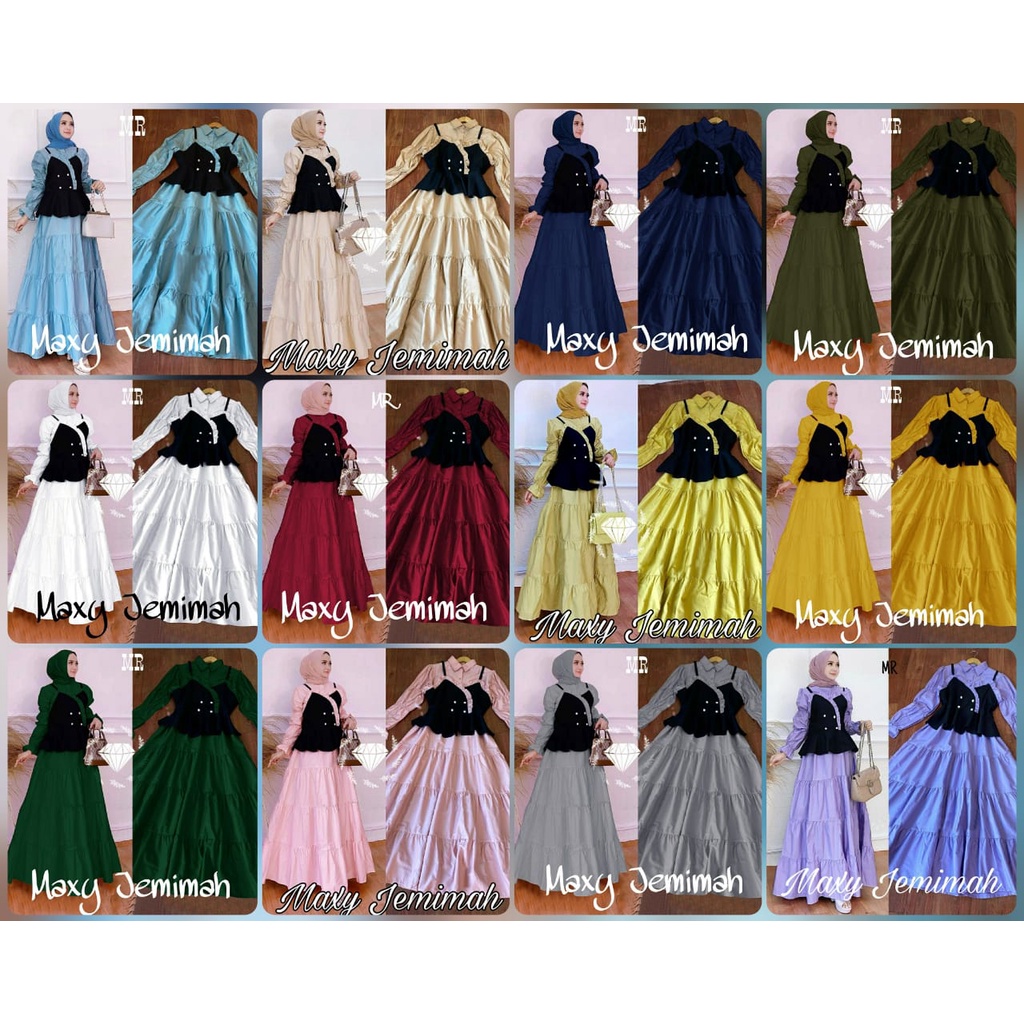 4 UK L XL XXL XXXL PAKAIAN WANITA MUSLIM GAMIS MAXY JEMIMAH 2IN1 ROMPI MOSCREPE BUSUI PART 1 MR ADA VIDEO REAL PICT