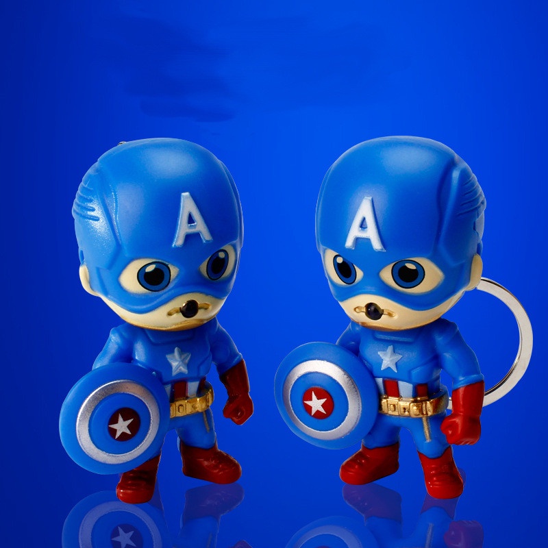 Marvel Gantungan Kunci Action Figure Captain America Dengan Lampu LED + Suara