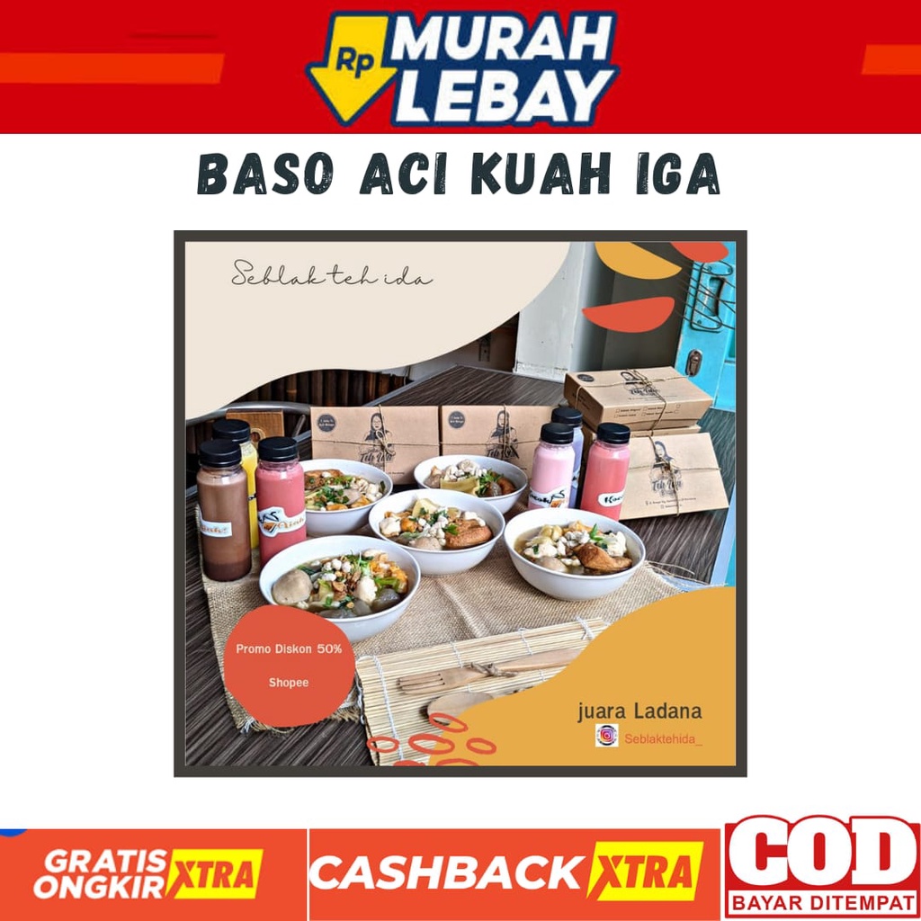 

Baso aci Instan Pedas Murah Bandung Kuah Iga Teh Ida Braga Bandung Terlezat Isi (200gram)