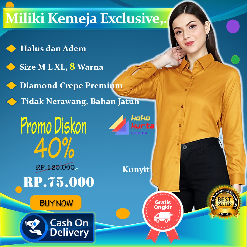 baju kemeja wanita kerja kantoran lengan panjang casual import kekinian 2021 hem wanita polos