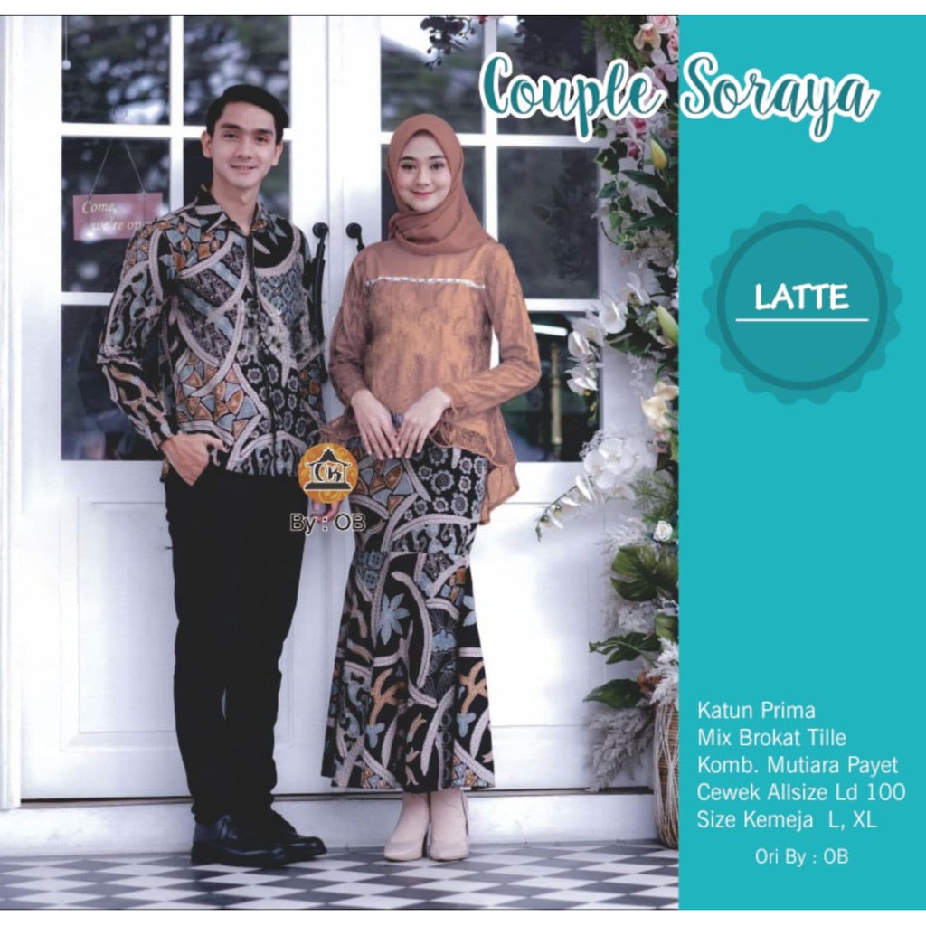 COUPLE SORAYA Setelan Broklat Batik Kemeja Gamis Tunangan Wisuda Pesta Terbaru Modis Mewah Ramadhan
