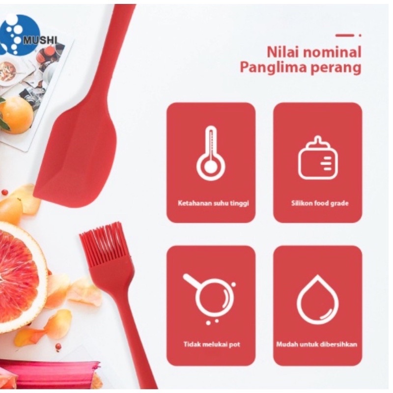 Kitchen Tools Set isi 5 Alat Masak Sutil Spatula Kuas Set Silikon MPASI bayi foodgrade Tahan panas