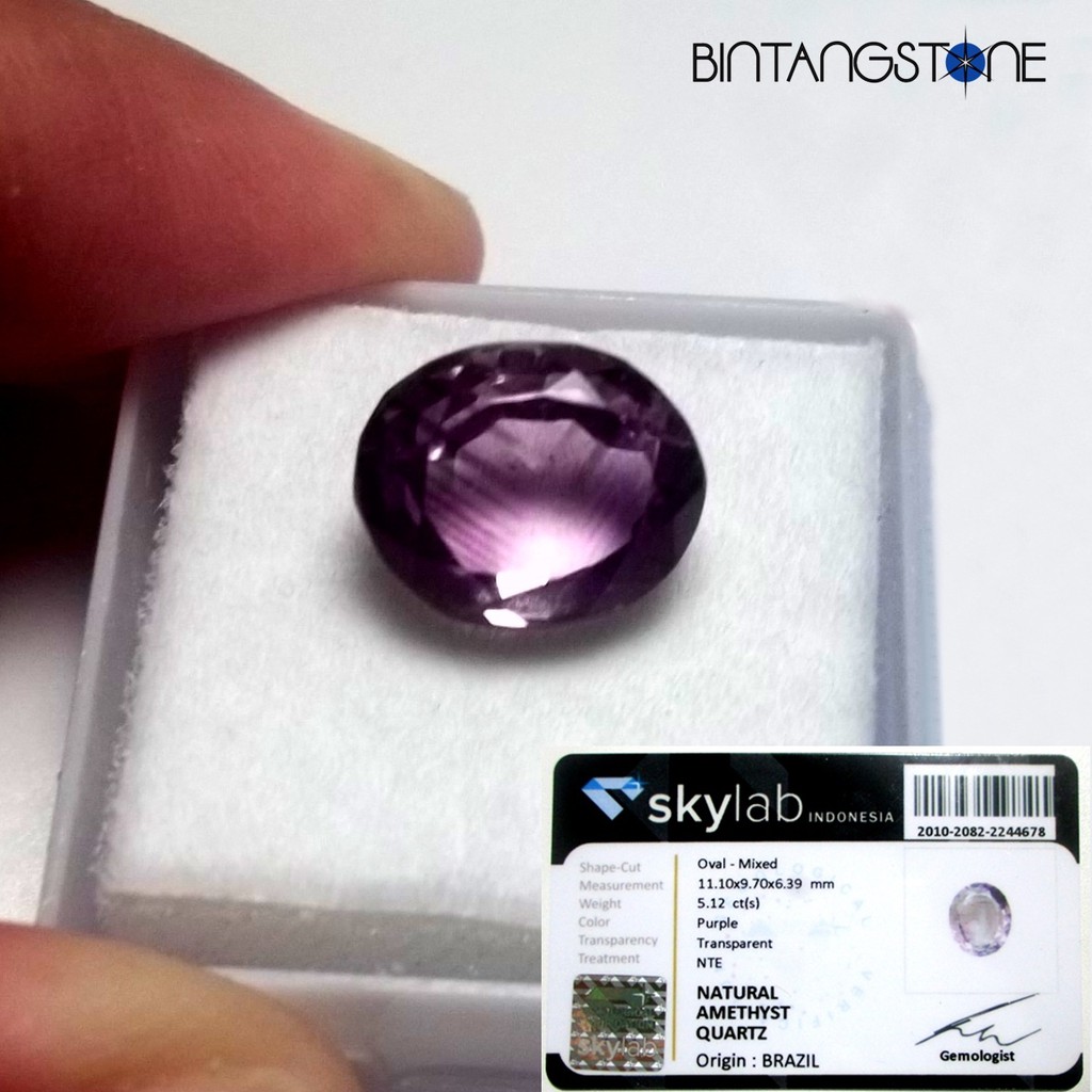 Amethyst Brazil VVS 5.65 Cts Natural Batu Cincin Kecubung Ungu Cutting Asli Brazil Bening Kristal
