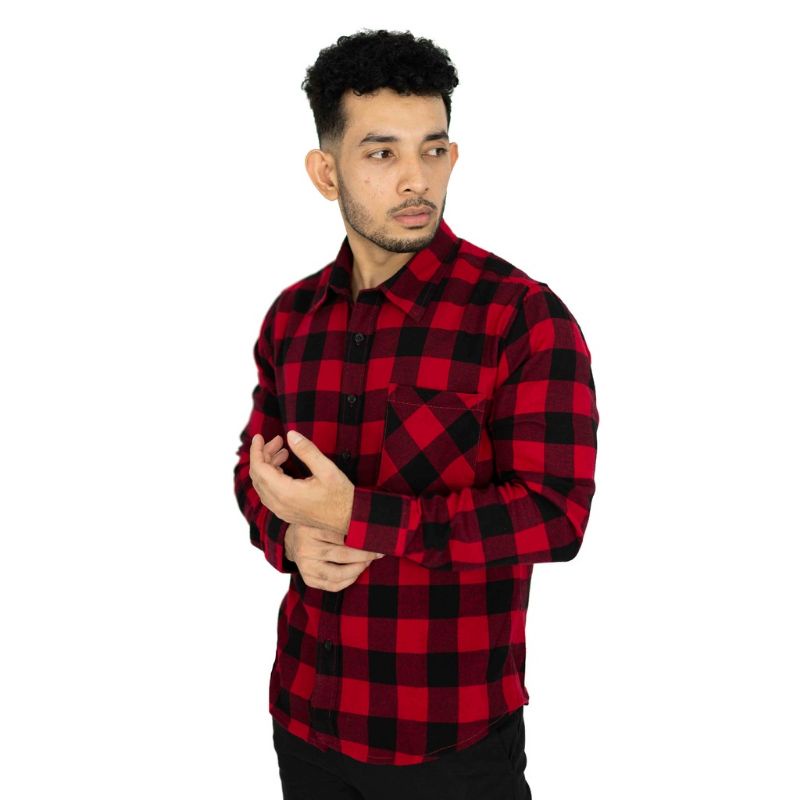 Flannel Kotak² Panjang Kemeja Flanel Pria Lengan panjang Kualitas Premium Unisex Cotton Woll imfor