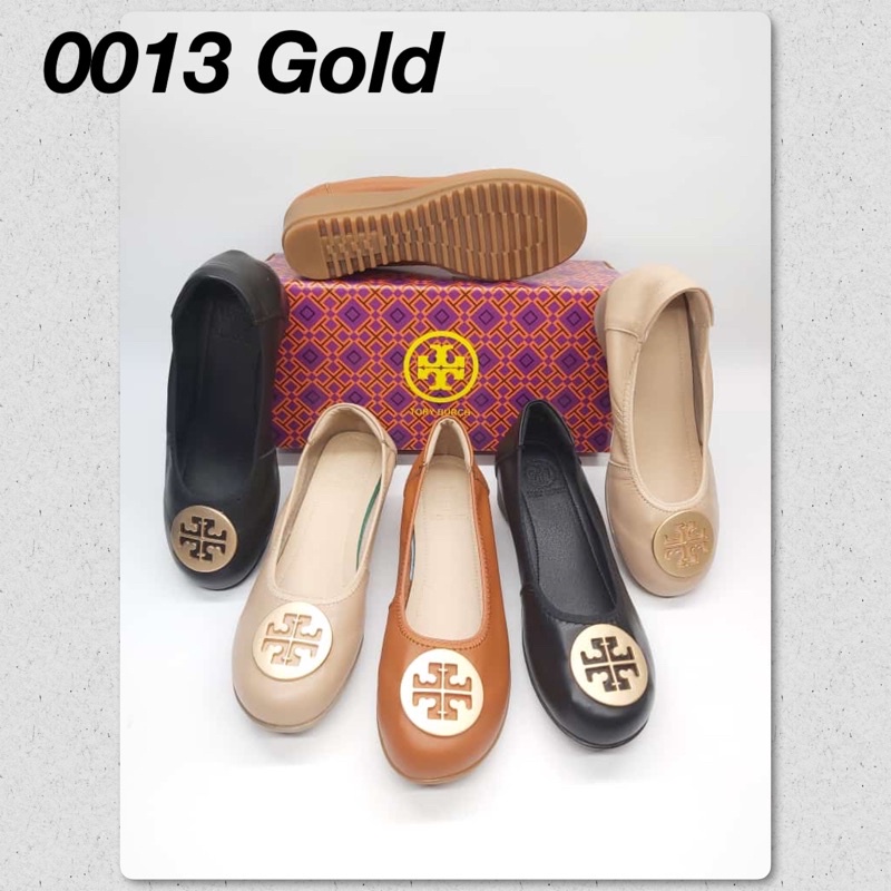 TERMURAH Sepatu Tory Burch 0013 Gold Wedges Women / Sepatu Kerja / Kantor / Wedge wanita kulit / Lea