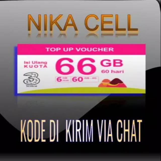 Voucher kuota tri kuota three/3 tri 4g lte 66gb