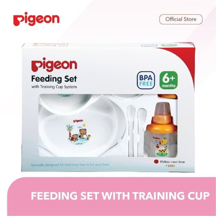 Pigeon Feeding Set with Training Cup System 6m+ BPA FREE Peralatan Makan Bayi Paket Makan D301