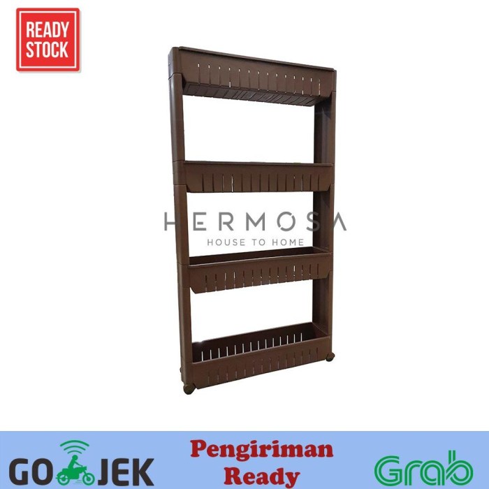 Rak Botol - Rak Kulkas 4 Tatakan Rak Susun Botol Rak Susun Samping Kulkas Rak