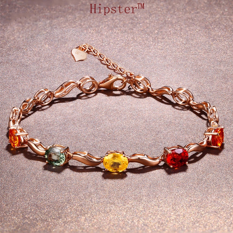 Popular Creative Wave Pattern Natural Five-Color Gem Fashion Bracelet