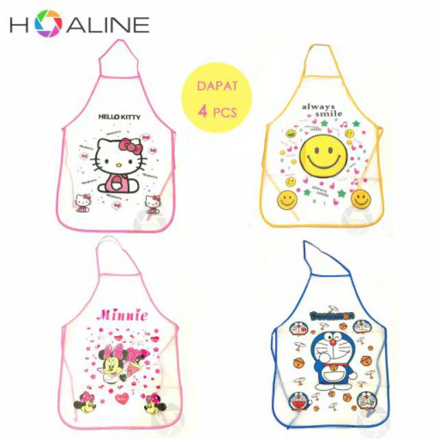 Promo Celemek Karakter 4 Pcs / Apron Anak / Celemek Anti Air / Apron Masak (4pcs)