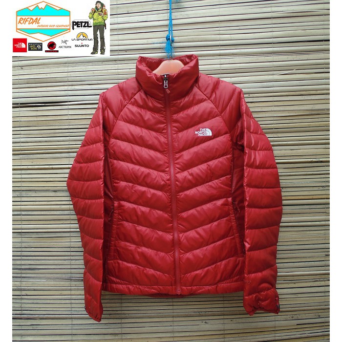red north face down jacket