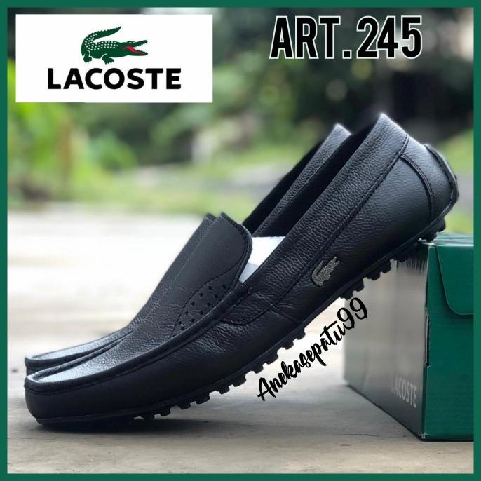 Sepatu Kulit Asli Lacoste Pantofel Pria Sepatu Kantor Formal Kulit