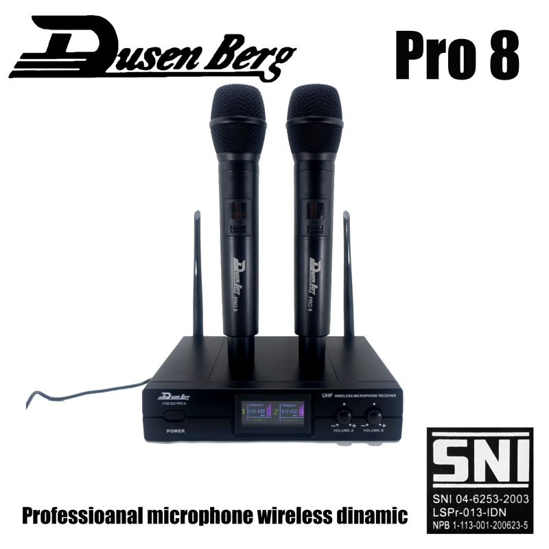 Mic Wireless DUSENBERG Pro 8 Original Garansi 2 Tahun 2 Pegang Wireless