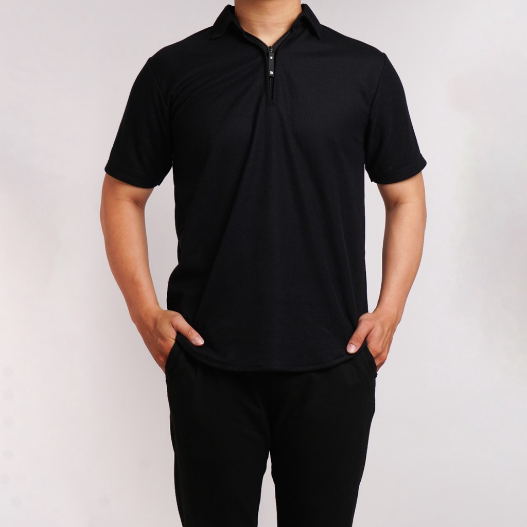 Kaos Kerah Polo Shirt Pria Polos Lengan Pendek Original Broguy - Hitam