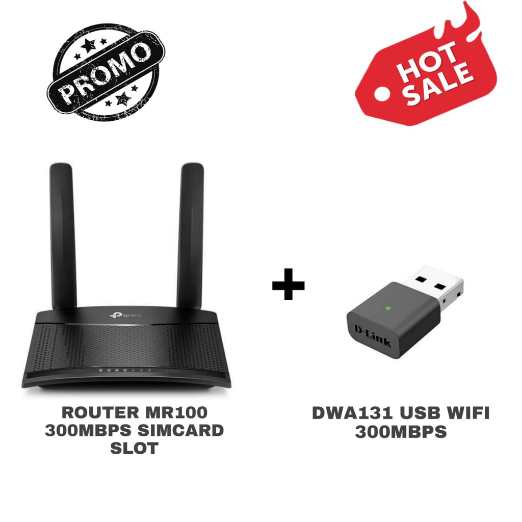 PROMO Router Wifi Internet Murah ORIGINAL Garansi TP-LINK MR100 + USB WIFI Internet DWA131 300 MBPS
