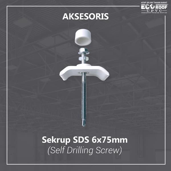 Sekrup SDS 6X75mm &amp; Capping Putih Paku ECOROOF SATUAN