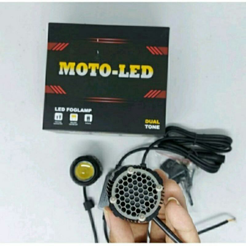 Lampu Tembak MOTO LED Premium LED Foglamp Dual Tone Putih Kuning 100% Original