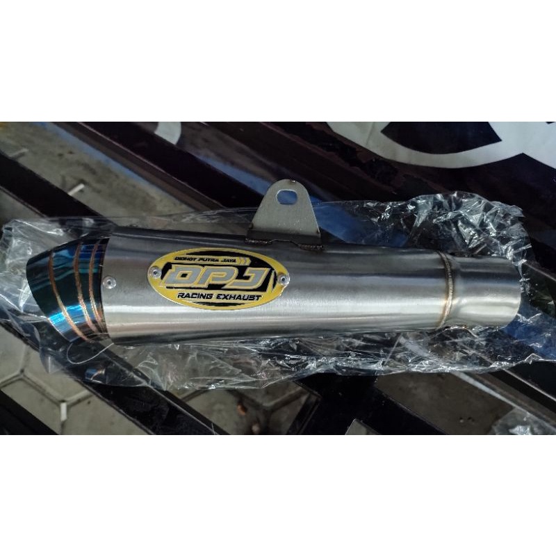original slincer dpj racing exhaust model keong pucuk blue kelas c saringan strimin engker engker