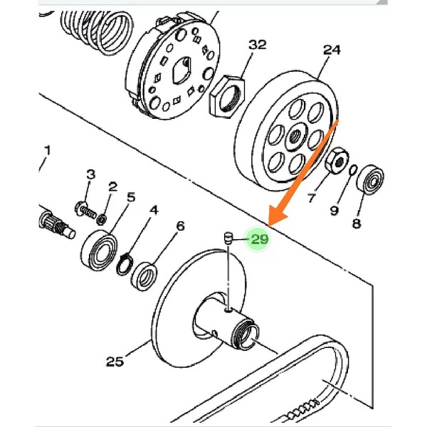 PIN GUIDE PEN PELOR SECONDARY PULY PULI PULLY CVT MIO SPORTY SMILE SOUL FINO KARBU MIO J SOUL GT FINO FI XRIDE X RIDE 115 ORI YGP 5TL-E7664-00