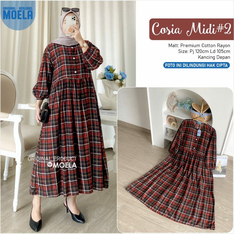 COSIA MIDI #2 / MIDI MOTIF BY MOELA / MIDI DRESS KOTAK-KOTAK