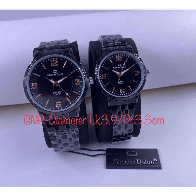 jam tangan charles delon couple hitam original anti air