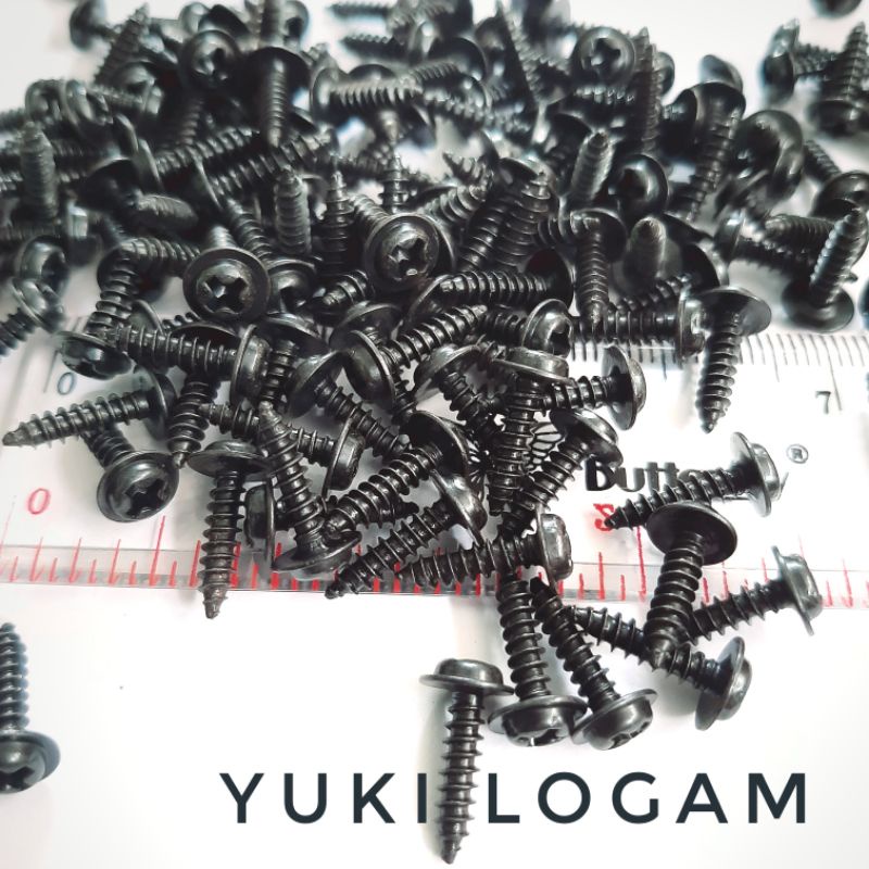 Jual 100 pcs sekrup hitam 3x6 3x8 3x10 3x12 3x14 sekrup kuning sekrup