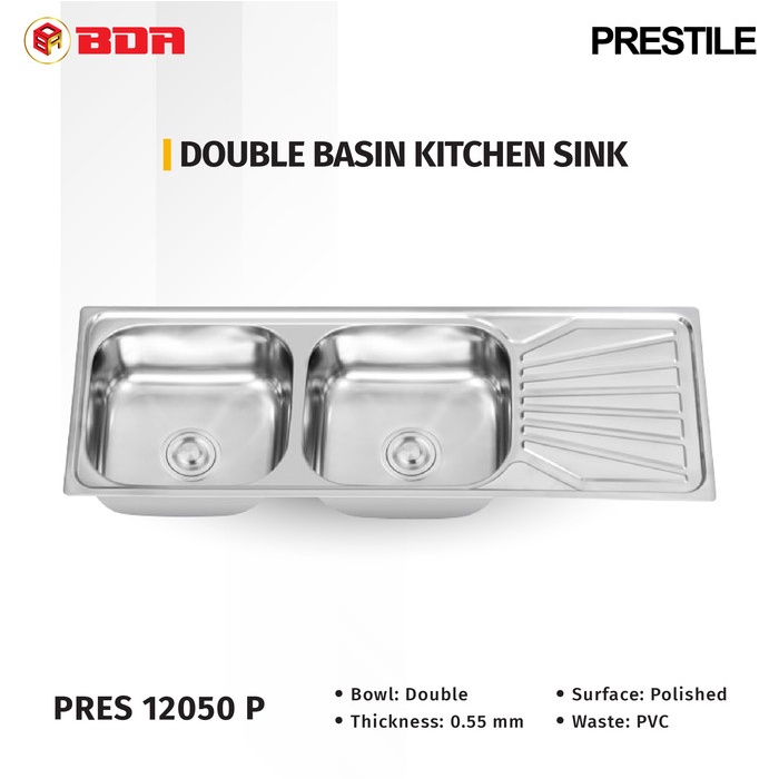 Berkualitas Bak Cuci Piring Kitchen Sink Prestile 12050P Stainless Steel Diskon