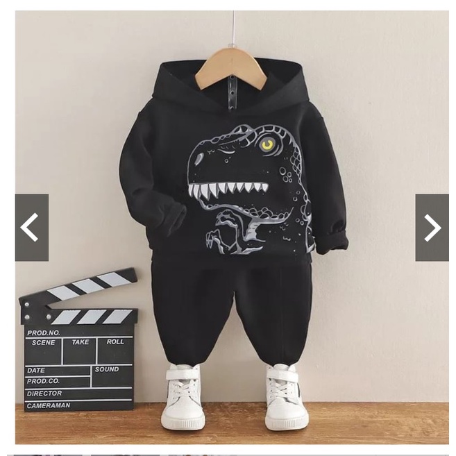 SETELAN SWEATER DINOSAURUS HOODIE 0-7 TAHUN TERLARIS