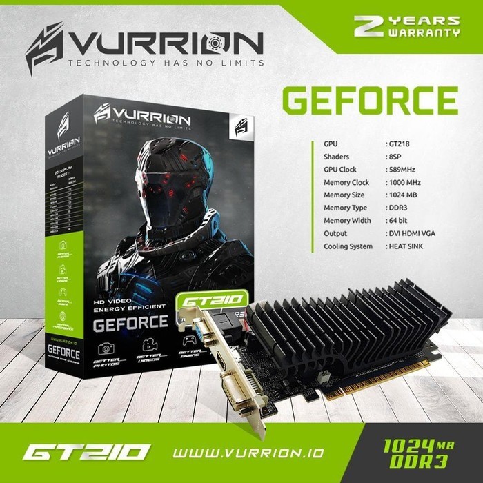 Vga Card GT 210 Vurrion DDR3 1GB 64Bit Nvidia Geforce