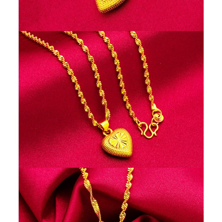 Kalung Emas Asli Kadar 375 Dengan Liontin Bentuk Hati Untuk Wanita