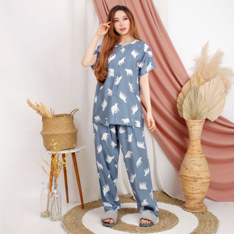 one set polarbear by banez ECER GROSIR TERMURAH SEINDONESIA piyama busui friendly setcel best seller-1