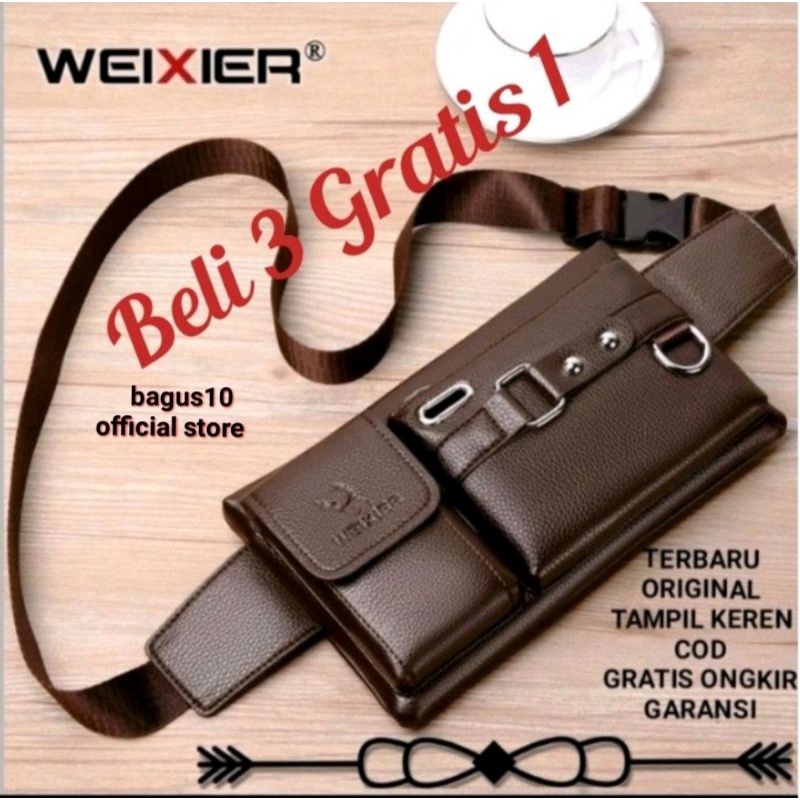 Tas Selempang Waistbag Pria Kulit PU WEIXIER 8117