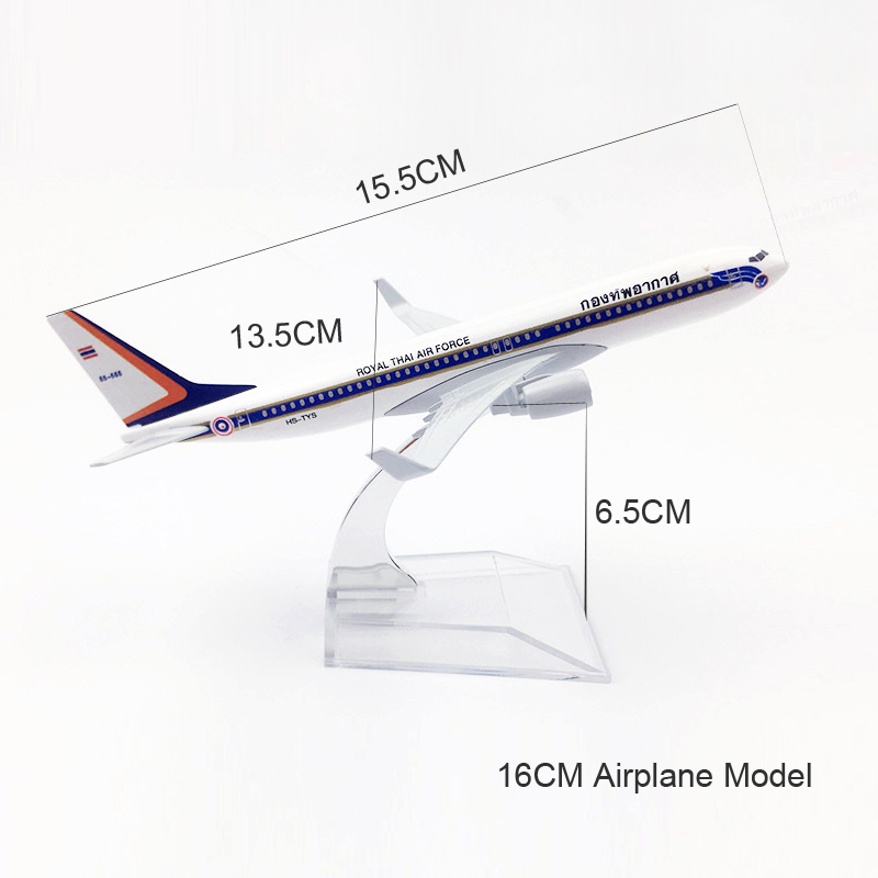 Royal Thai B737 Pesawat Model Thailand Airlines Boeing 737 Pesawat Terbang Model Die Cast Metal Kado 16CM