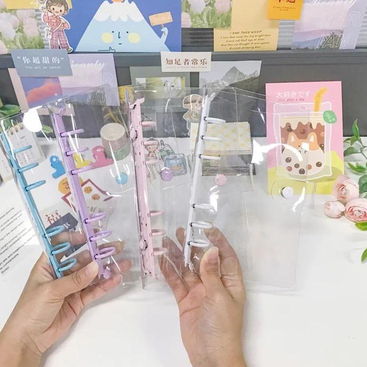 

Terlaris!! Binder Transparan A6 Cover Macaron Bening PVC Notebook 6 Ring Warna**