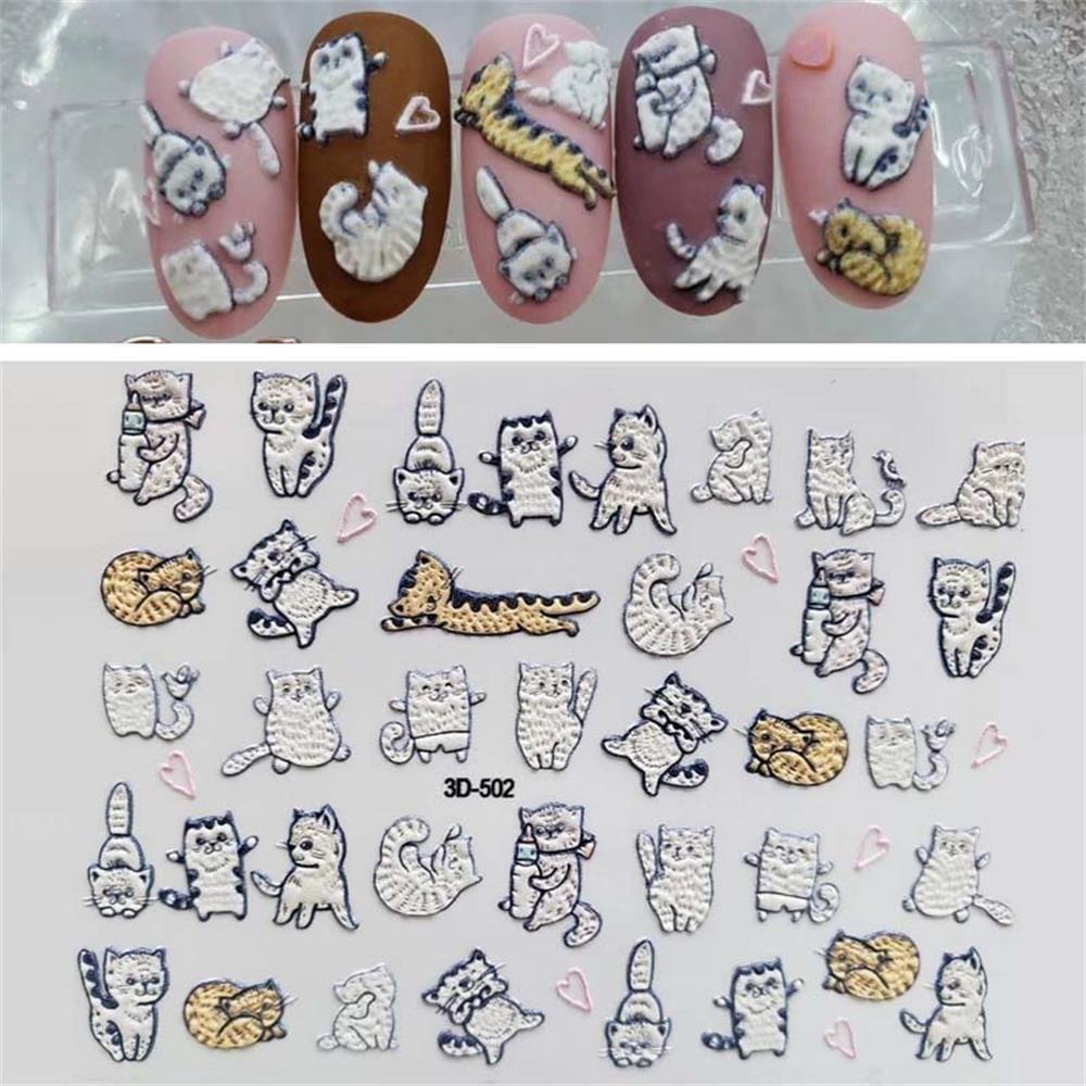 R-flower 6D Stiker Kuku Wanita Timbul Perekat Diri Natal Nail Decals