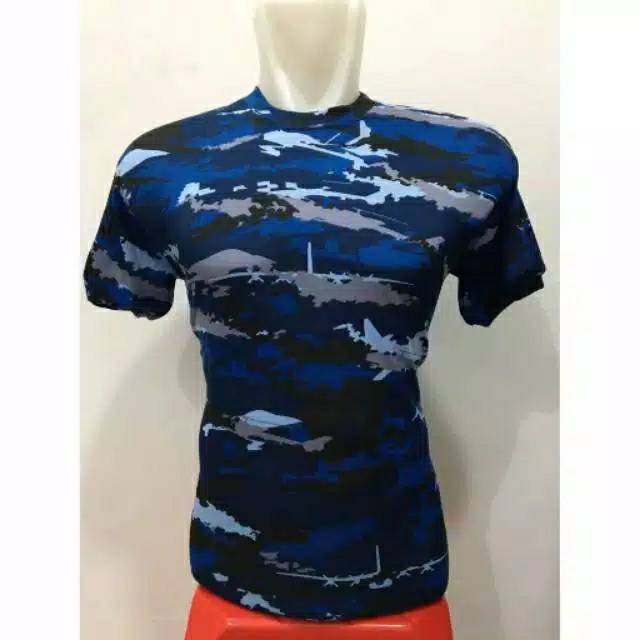 Kaos loreng biru AU