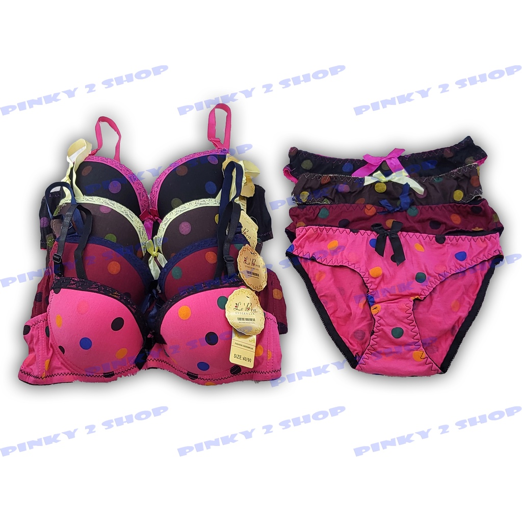 SETELAN BRA DAN CELANA DALAM MOTIF POLKADOT SIZE 34- 40