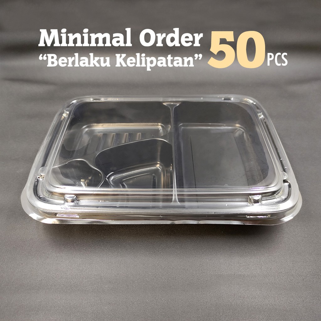Mika Bento Bintang Hitam 4 Sekat / Mika Plastik Bento / Bento Box / Kotak Makan Bento Bandung