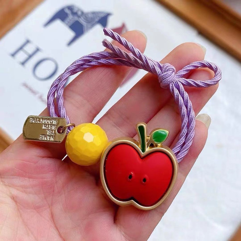 Ikat Rambut Gaya Korea Aksen Buah Apel Lucu Aksesoris Fashion Korean Import Untuk Wanit