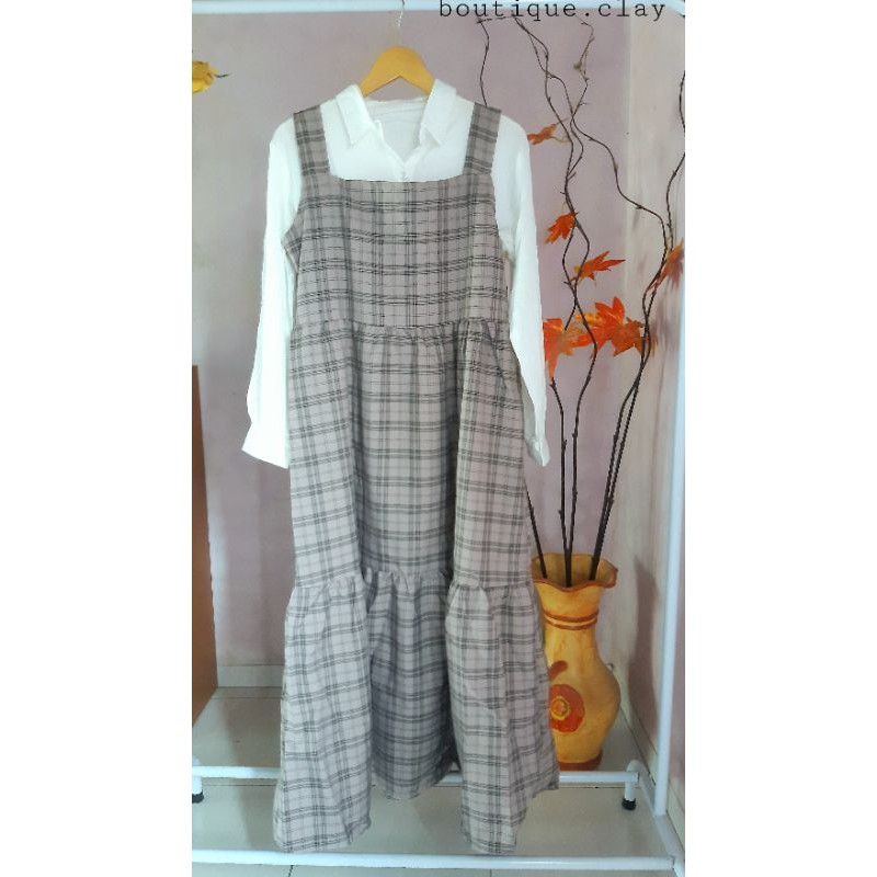 OVERALL DRES KOTAK KOTAK IMPORT  / OVERALL WANITA PREMIUM/ OVERAL WANITA IMPORT